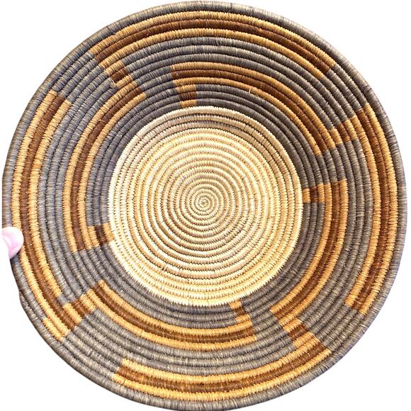 Hand Woven Bowl Shape Basket Coil Weave Multicolor Decorative Collectible Straw - Picture 4 of 8